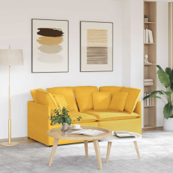 Sofa modułowa z poduszkami Tkanina sztruksowa Jasnożółta