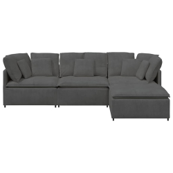 Sofa modułowa z podnóżkiem i poduszkami Tkanina sztruksowa