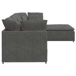 Sofa modułowa z podnóżkiem i poduszkami Tkanina sztruksowa