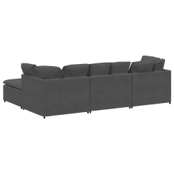 Sofa modułowa z podnóżkiem i poduszkami Tkanina sztruksowa