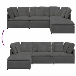 Sofa modułowa z podnóżkiem i poduszkami Tkanina sztruksowa