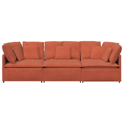 Sofa modułowa z poduszkami Tkanina sztruksowa Czerwony