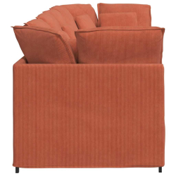 Sofa modułowa z poduszkami Tkanina sztruksowa Czerwony