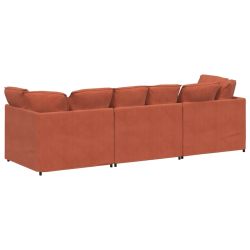 Sofa modułowa z poduszkami Tkanina sztruksowa Czerwony