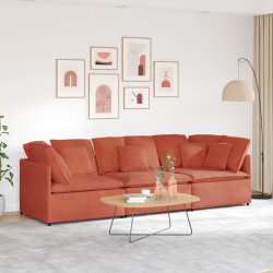 Sofa modułowa z poduszkami Tkanina sztruksowa Czerwony