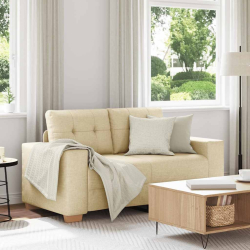 Sofa dwuosobowa, kremowa, 120 cm, tkanina