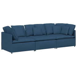 Sofa modułowa z poduszkami Tkanina niebieska