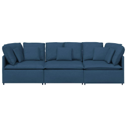 Sofa modułowa z poduszkami Tkanina niebieska