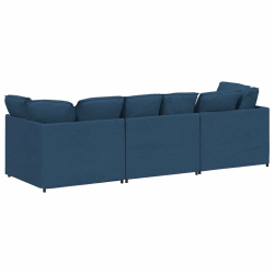Sofa modułowa z poduszkami Tkanina niebieska