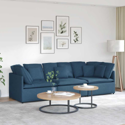 Sofa modułowa z poduszkami Tkanina niebieska