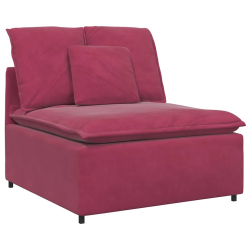Sofa modułowa z poduszkami aksamitna wino czerwona