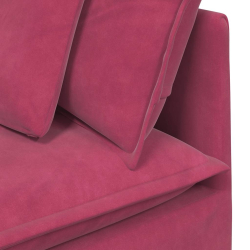 Sofa modułowa z poduszkami aksamitna wino czerwona