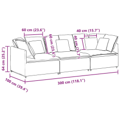 Sofa modułowa z poduszkami aksamitna wino czerwona