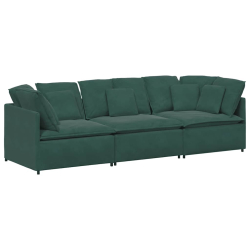 Sofa modułowa z poduszkami aksamitna ciemnozielona