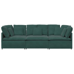 Sofa modułowa z poduszkami aksamitna ciemnozielona