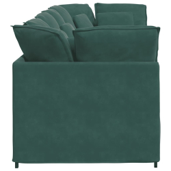 Sofa modułowa z poduszkami aksamitna ciemnozielona