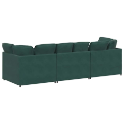 Sofa modułowa z poduszkami aksamitna ciemnozielona
