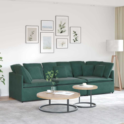 Sofa modułowa z poduszkami aksamitna ciemnozielona