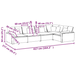 Sofa modułowa z poduszkami Velvet Pink