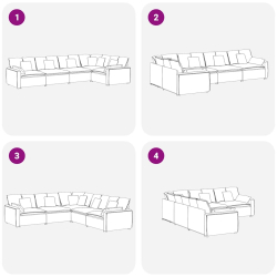 Sofa modułowa z poduszkami Velvet Pink