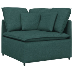 Sofa modułowa z poduszkami Tkanina Ciemnozielona
