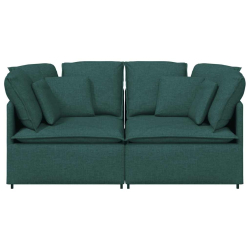 Sofa modułowa z poduszkami Tkanina Ciemnozielona