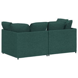 Sofa modułowa z poduszkami Tkanina Ciemnozielona