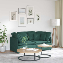 Sofa modułowa z poduszkami Tkanina Ciemnozielona