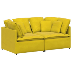 Sofa modułowa z poduszkami aksamitna żółta