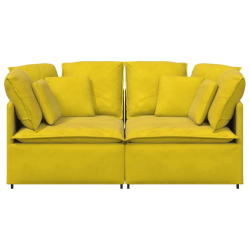 Sofa modułowa z poduszkami aksamitna żółta