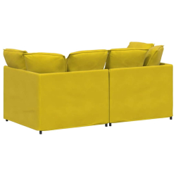 Sofa modułowa z poduszkami aksamitna żółta