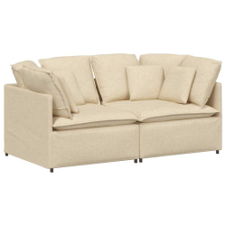 Sofa modułowa z poduszkami Tkanina kremowa