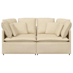 Sofa modułowa z poduszkami Tkanina kremowa