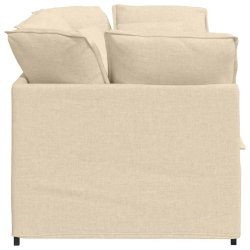 Sofa modułowa z poduszkami Tkanina kremowa
