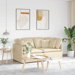 Sofa modułowa z poduszkami Tkanina kremowa