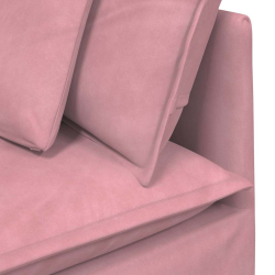 Sofa modułowa z podnóżkiem i poduszkami Velvet Pink