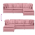 Sofa modułowa z podnóżkiem i poduszkami Velvet Pink