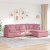 Sofa modułowa z podnóżkiem i poduszkami Velvet Pink