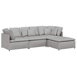 Sofa modułowa z podnóżkiem i poduszkami Tkanina Cloud Grey
