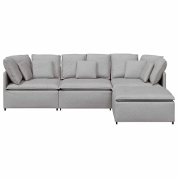 Sofa modułowa z podnóżkiem i poduszkami Tkanina Cloud Grey