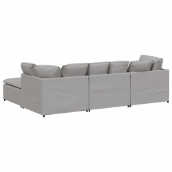 Sofa modułowa z podnóżkiem i poduszkami Tkanina Cloud Grey