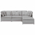 Sofa modułowa z podnóżkiem i poduszkami Tkanina Cloud Grey