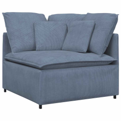 Sofa modułowa z poduszkami Tkanina sztruksowa niebieska