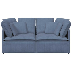 Sofa modułowa z poduszkami Tkanina sztruksowa niebieska
