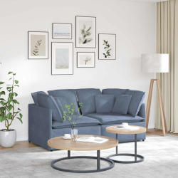 Sofa modułowa z poduszkami Tkanina sztruksowa niebieska