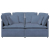 Sofa modułowa z poduszkami Tkanina sztruksowa niebieska