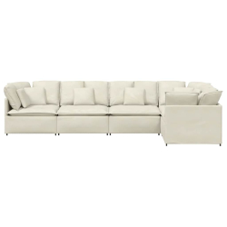Sofa modułowa z poduszkami aksamitna kremowa