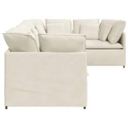 Sofa modułowa z poduszkami aksamitna kremowa
