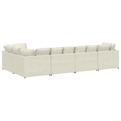 Sofa modułowa z poduszkami aksamitna kremowa