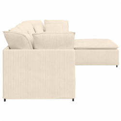 Sofa modułowa z podnóżkiem i poduszkami Tkanina sztruksowa